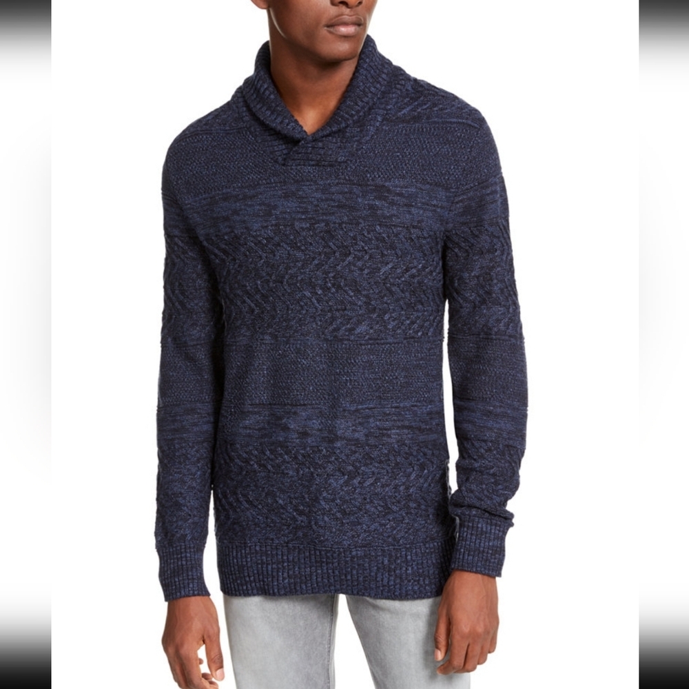 American Rag men's multi-textured shawl-collar pullover sweater.